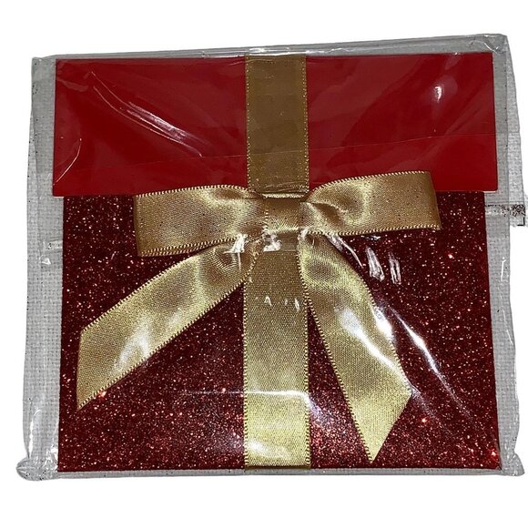 THREE Gift Card Envelope Holders Red Glitter Present Ribbon Gift Card Not Incl - Picture 3 of 4